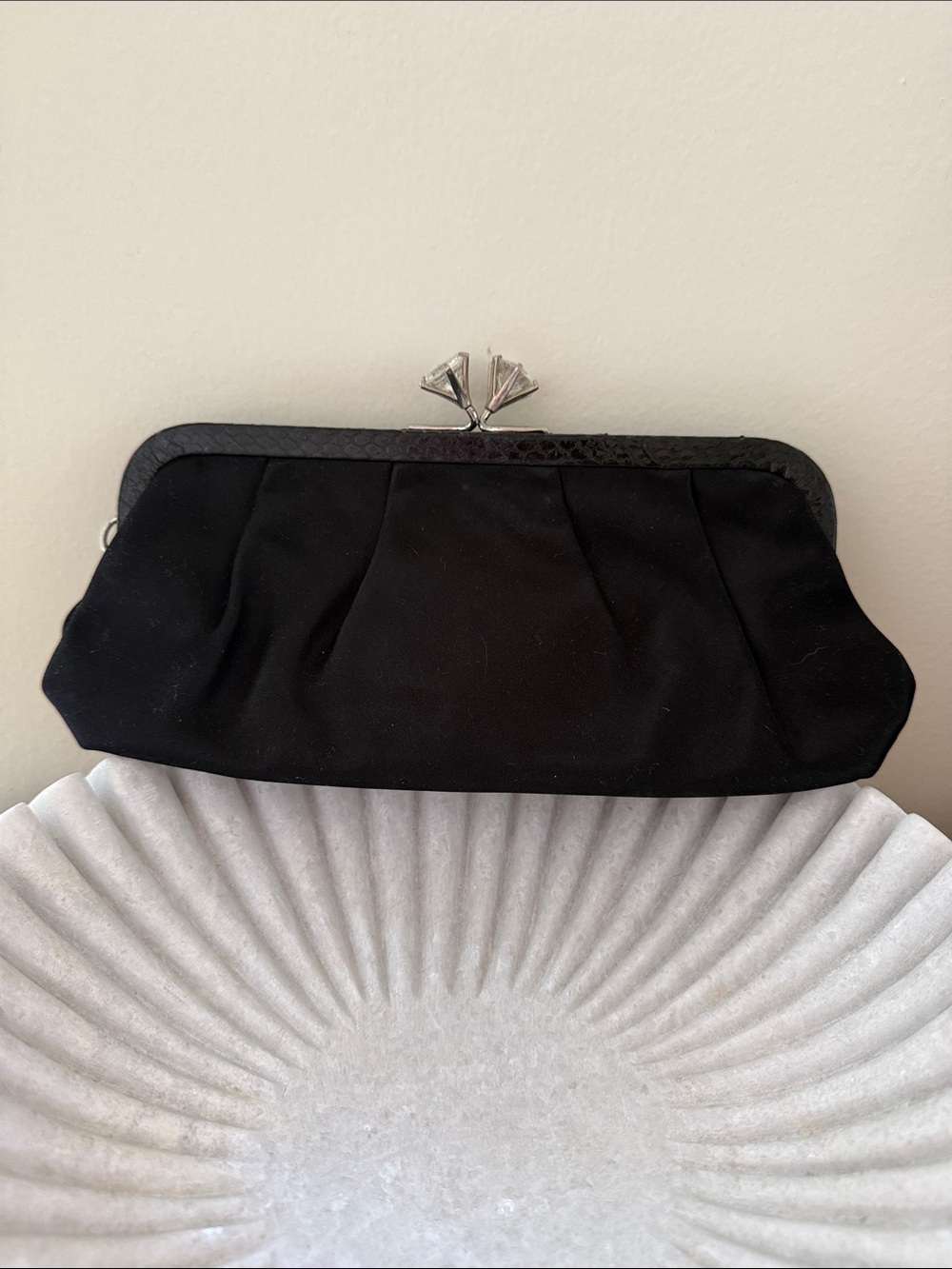 Coach Classic Black Evening Clutch with Silver Kiss-Lock